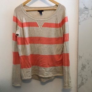 GAP beige and coral striped sweater